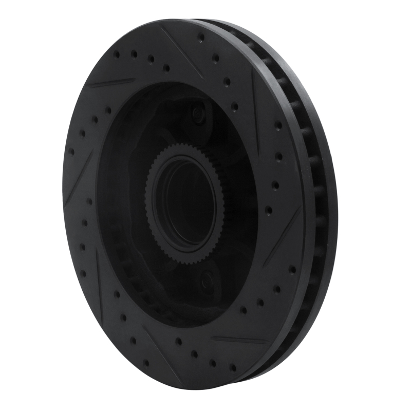 Chevrolet Express 3500 Brake Rotor (1) - Front Left - R1 Concepts - Drilled & Slotted - Black - `01-`02